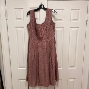 SAMANTHA SUNG Red Gingham Sleeveless Midi Dress